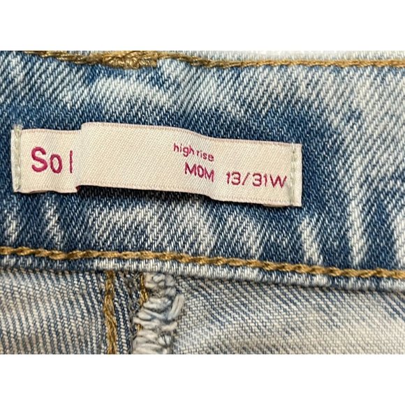 SO Womens Vintage 1990s Jeans Mom High Rise Straight Leg Distressed Blue 13/31W - Picture 8 of 10